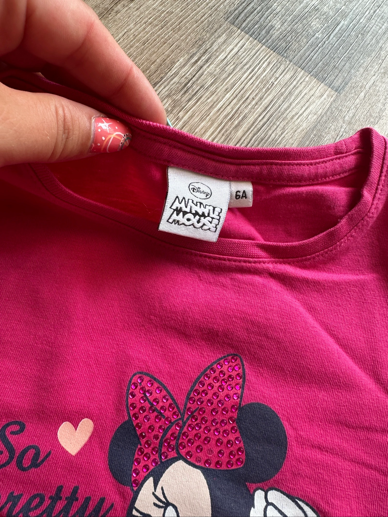 Conjunto Minnie Disney para meninas – blusa rosa e legging cinza – 6 anos – photo 4